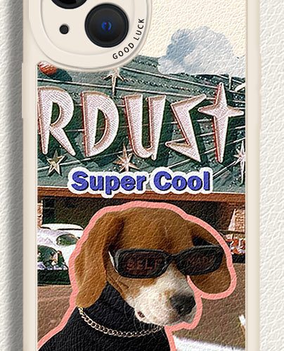 [ Meme Case] Glasses Cat Dog Faux Leather Phone Casephone accessories - Three Fleas