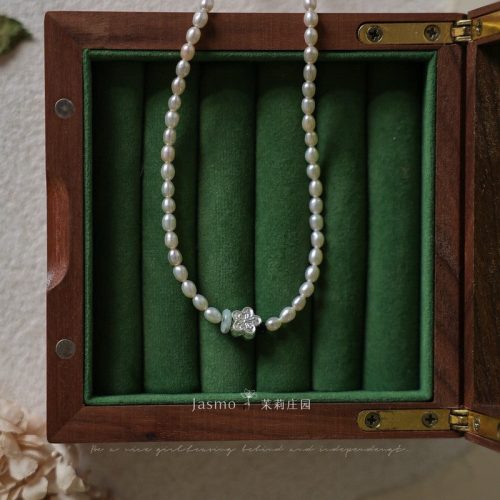 3.5 4mmFreshwaterPearlSilverFlowerNecklace9