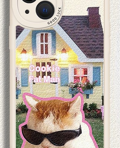 [ Meme Case] Glasses Cat Dog Faux Leather Phone Casephone accessories - Three Fleas