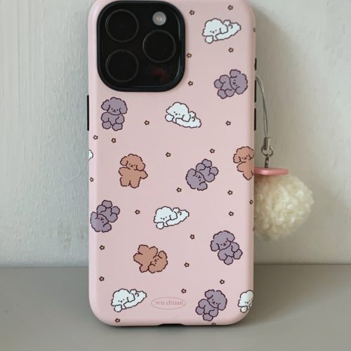 3HappyPuppyPrintedDoubleLayerPhoneCase