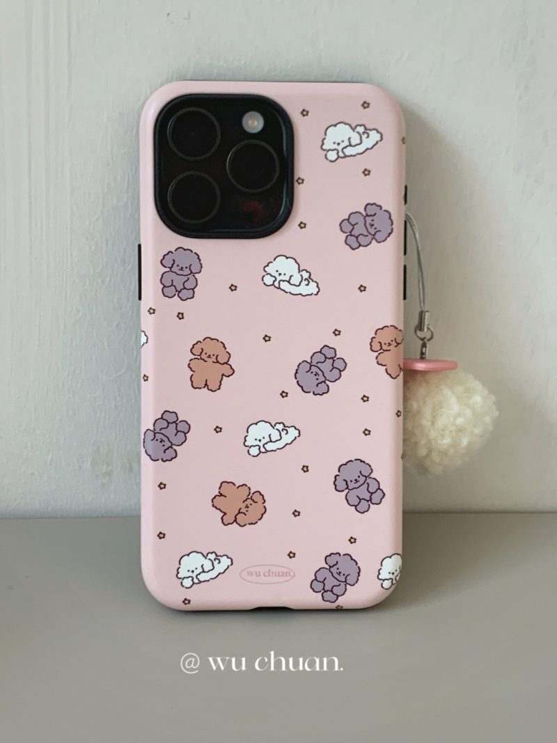 3HappyPuppyPrintedDoubleLayerPhoneCase