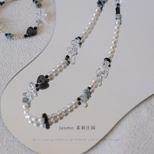 4 4.4mmFreshwaterPearlCrystalBeadedNecklace4