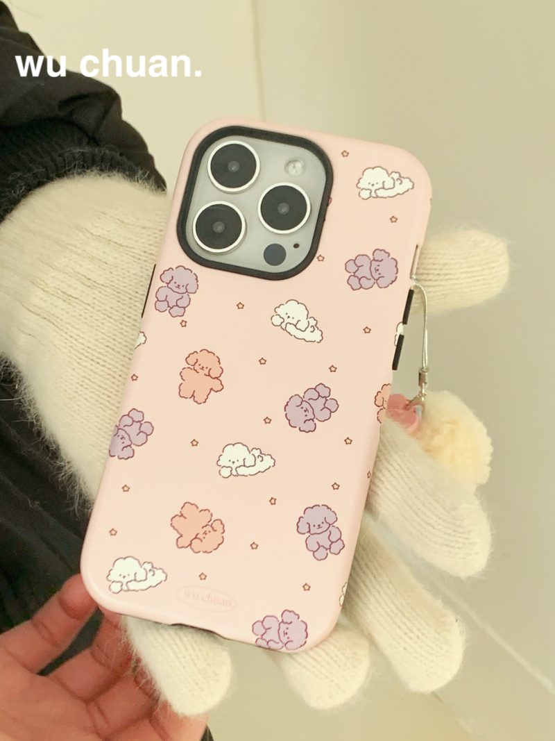 4HappyPuppyPrintedDoubleLayerPhoneCase