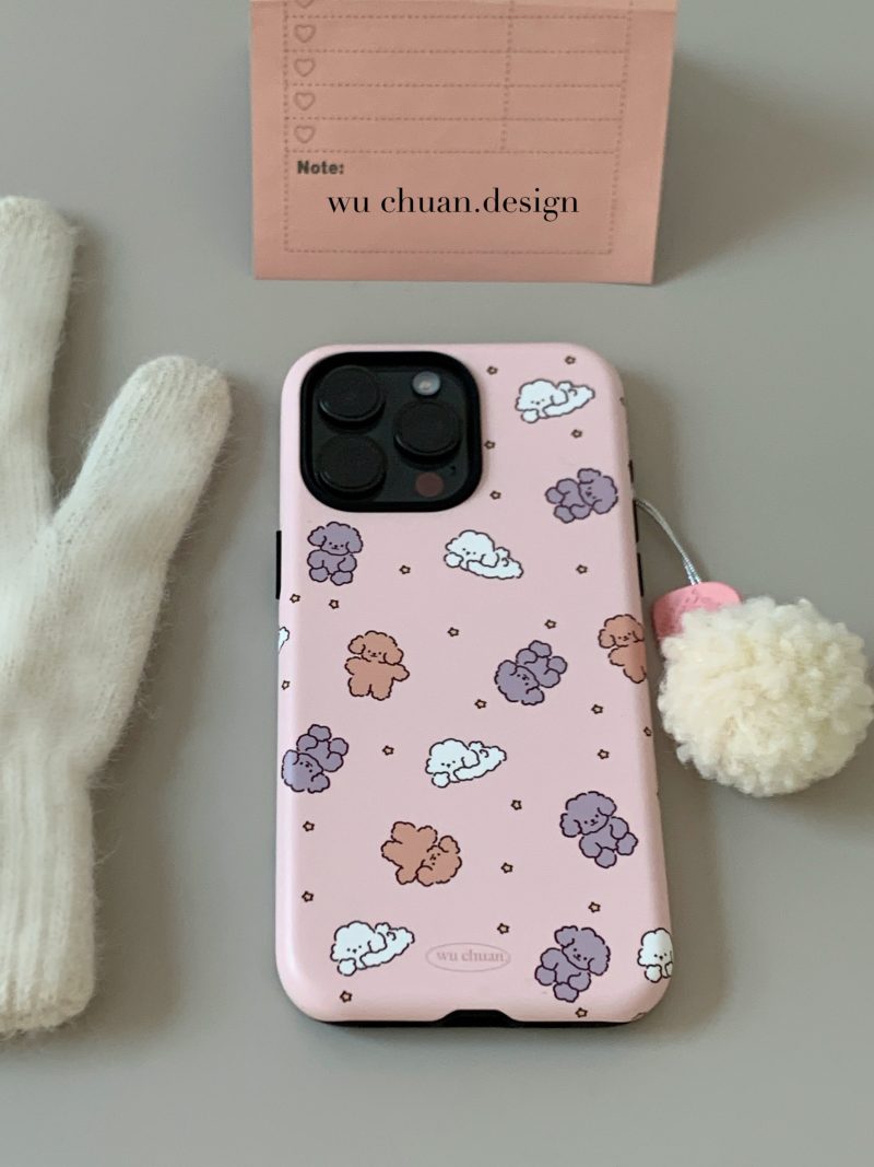 6HappyPuppyPrintedDoubleLayerPhoneCase