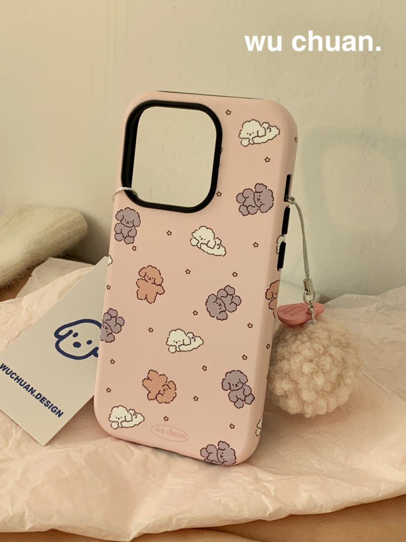 8HappyPuppyPrintedDoubleLayerPhoneCase