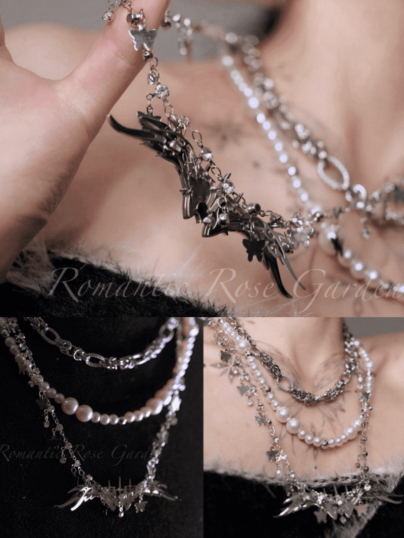 Baroque Spider Wing Pearl Choker 1