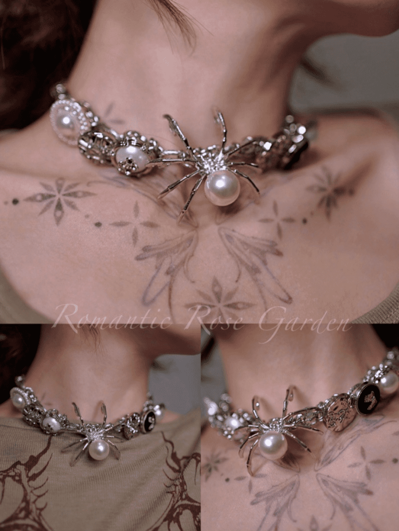 Baroque Spider Wing Pearl Choker 2