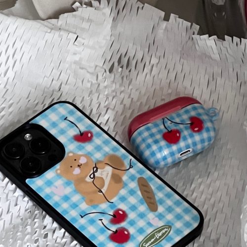 BearBluePlaidPrintedPhoneCase1