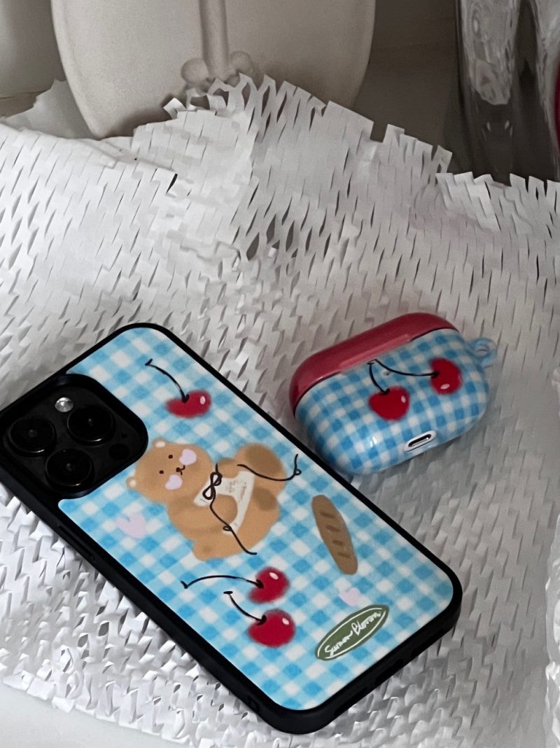 BearBluePlaidPrintedPhoneCase1