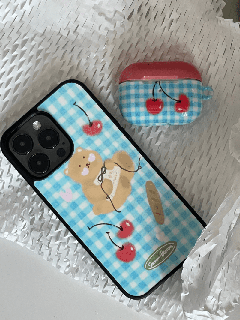 BearBluePlaidPrintedPhoneCase2