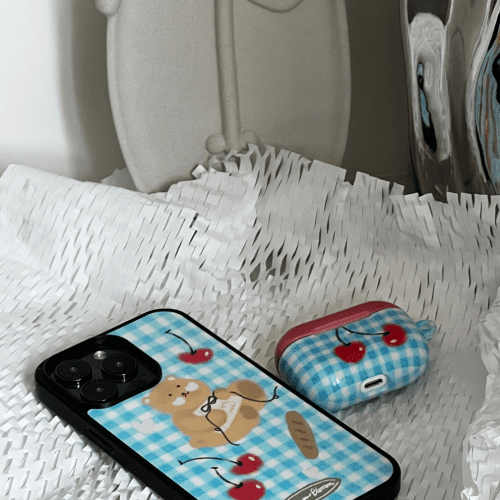 BearBluePlaidPrintedPhoneCase3