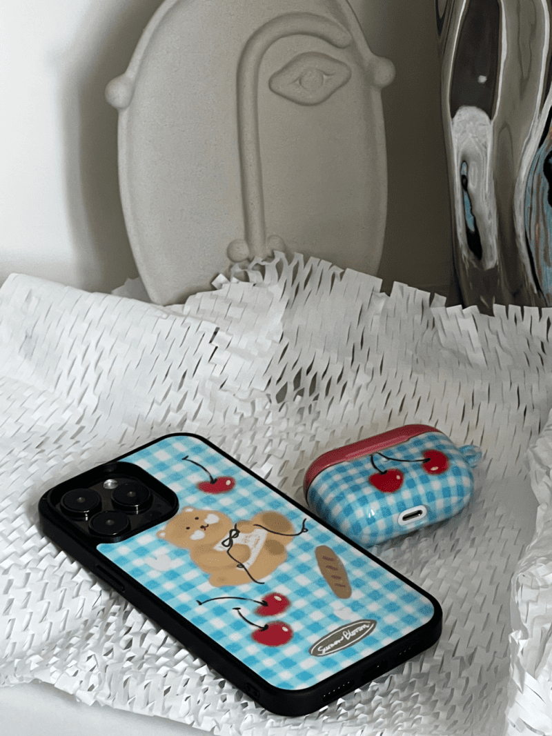 BearBluePlaidPrintedPhoneCase3