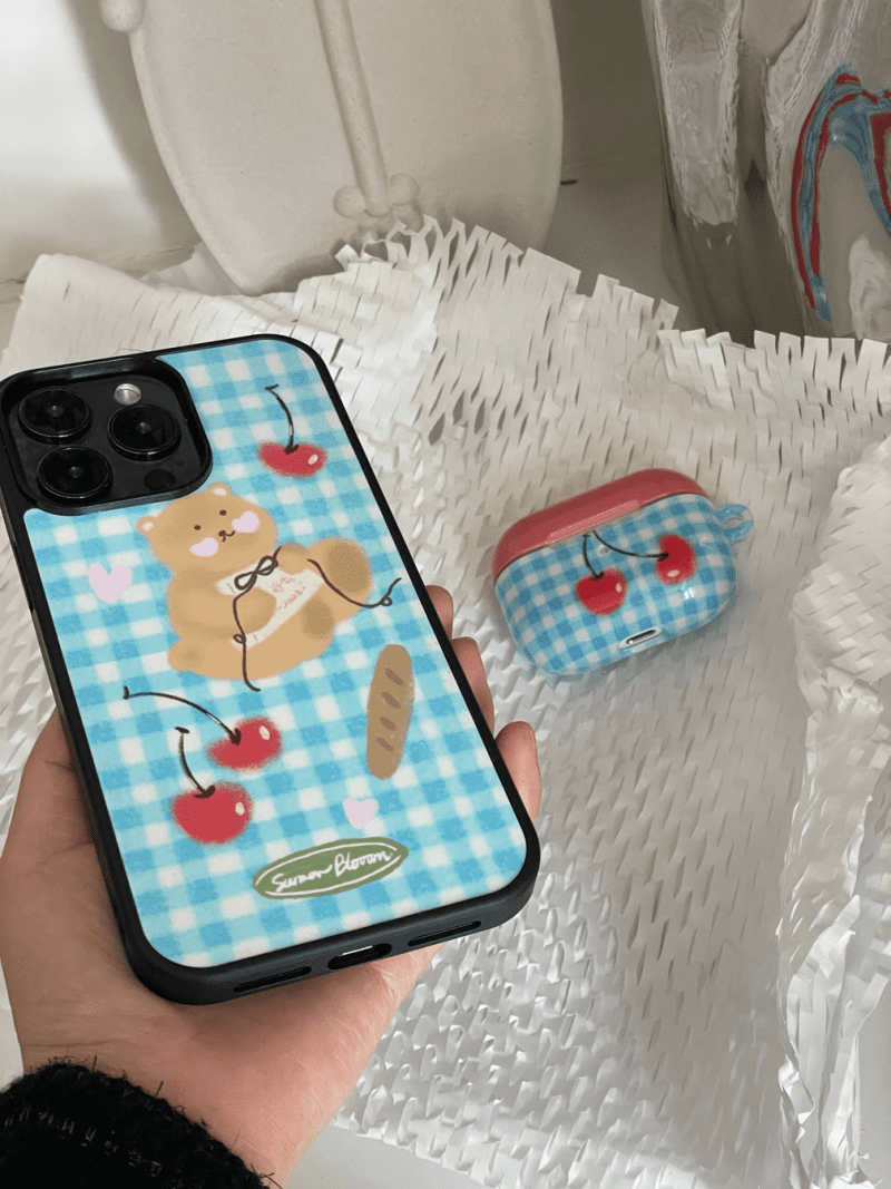 BearBluePlaidPrintedPhoneCase4