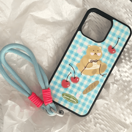 BearBluePlaidPrintedPhoneCase5