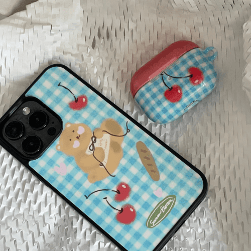 BearBluePlaidPrintedPhoneCase7