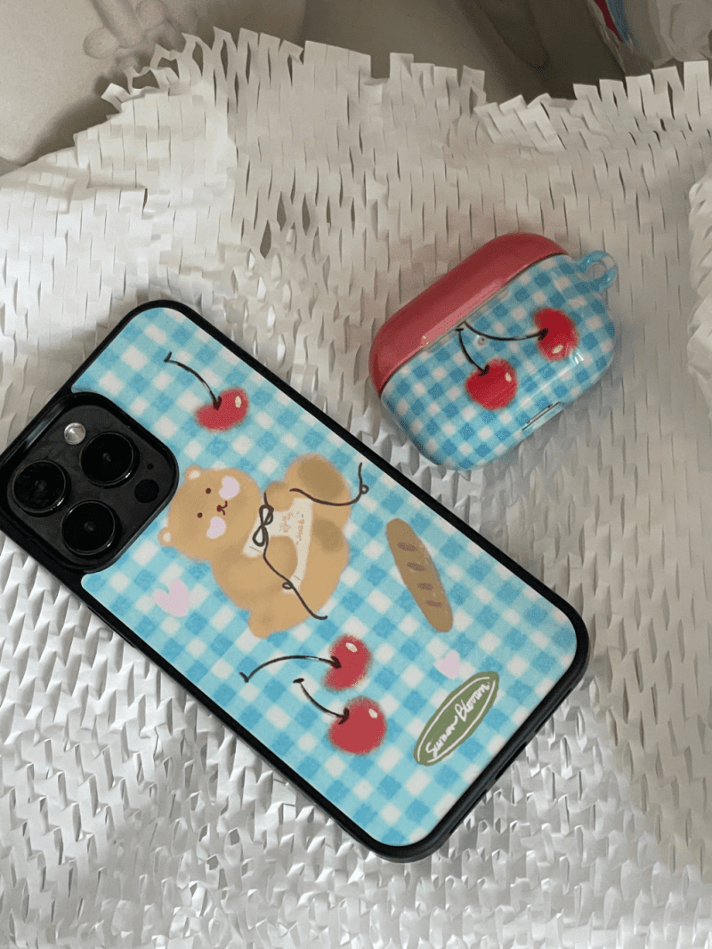 BearBluePlaidPrintedPhoneCase7