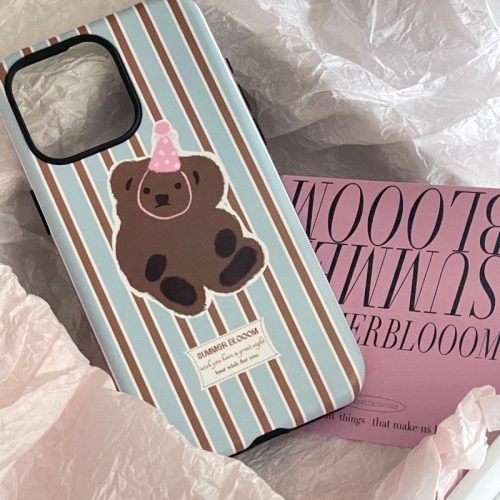 BearBlueStripePrintedPhoneCase1