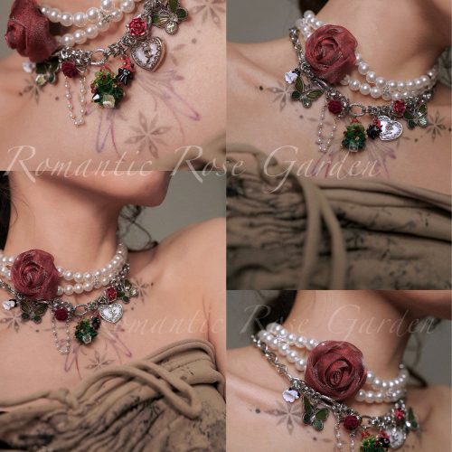 Belle sRoseGardenDoubleStrandPearlChoker4