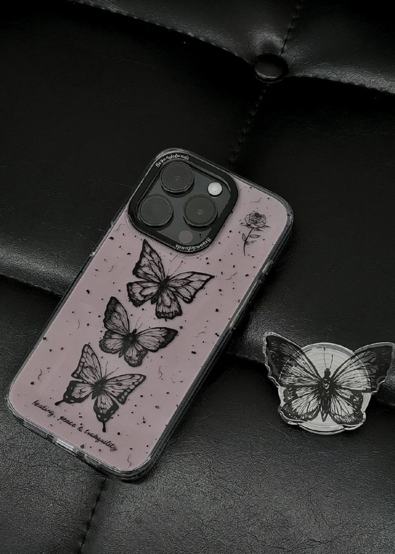 BlackPinkButterfliesPrintedPhoneCase6