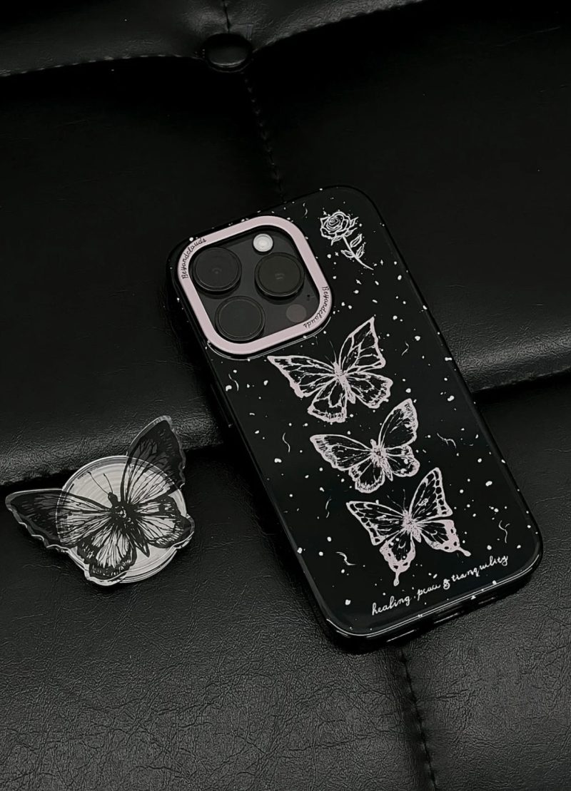 BlackPinkButterfliesPrintedPhoneCase7