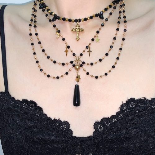 BlackWidowTasselLayeredChoker3