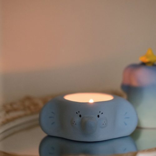 BlueBlueElephantCandleHolderWithStarHat1