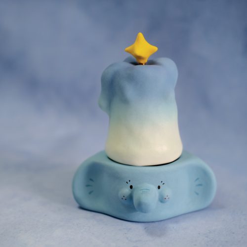 BlueBlueElephantCandleHolderWithStarHat13