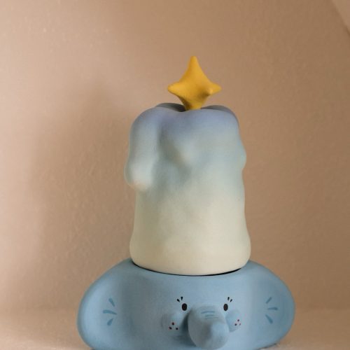 BlueBlueElephantCandleHolderWithStarHat20