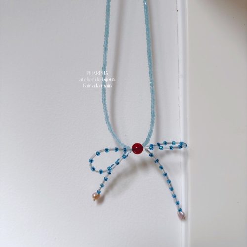 BlueBowPearlBeadedNecklace8