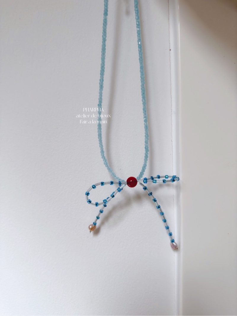 BlueBowPearlBeadedNecklace8