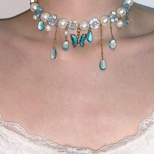 BlueButterflyRainPendantChoker3