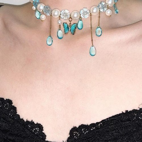 BlueButterflyRainPendantChoker4