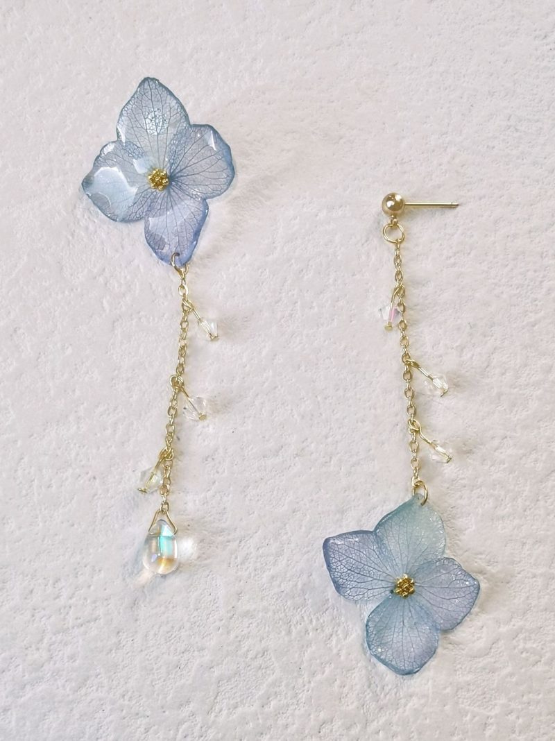 BlueHydrangeaResinEarrings2