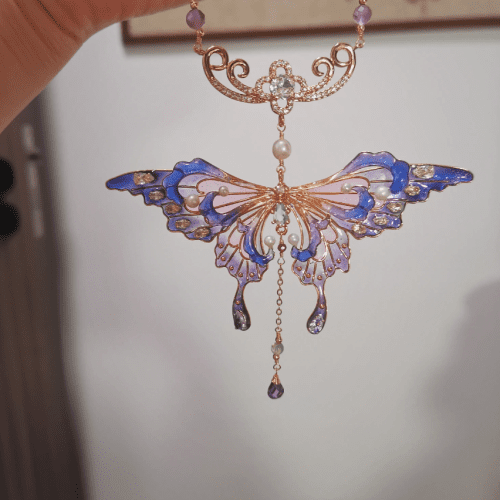 BluePurpleOmbreButterflyNecklace4