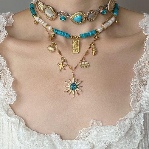 BlueRhapsodySunButtonLayeredChokerNecklace4