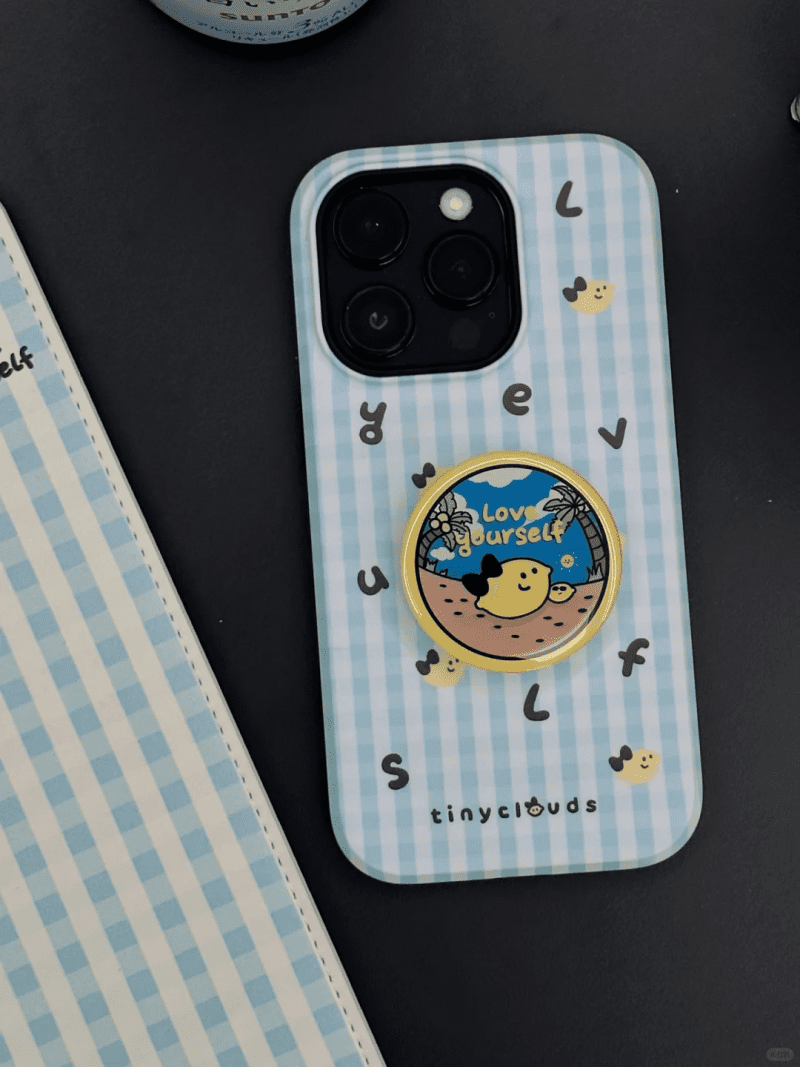 BlueWhitePlaidPrintedPhoneCase1