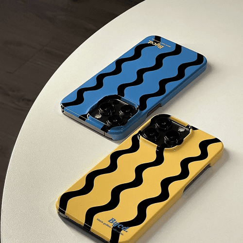 BlueYellowWavesPrintedPhoneCase1