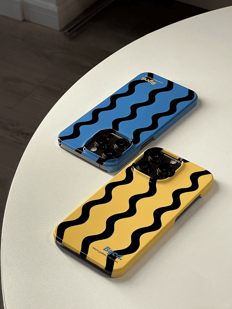 BlueYellowWavesPrintedPhoneCase1