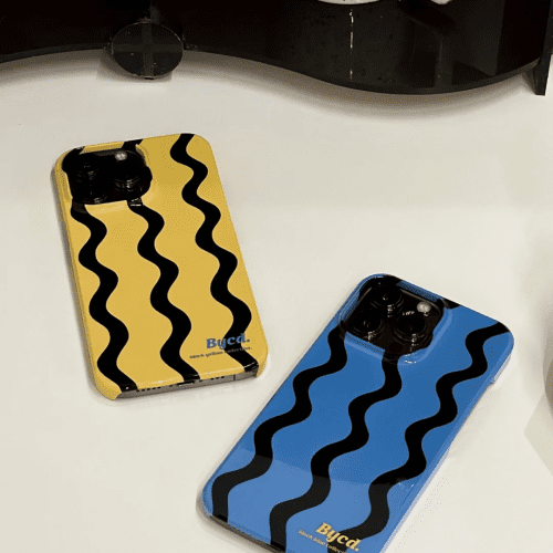 BlueYellowWavesPrintedPhoneCase2