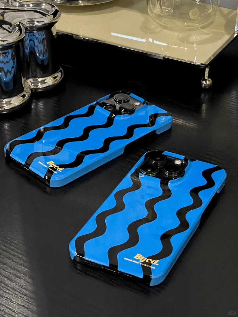 BlueYellowWavesPrintedPhoneCase4