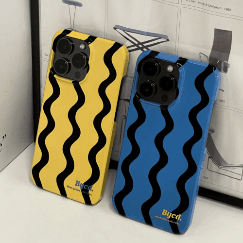 BlueYellowWavesPrintedPhoneCase5