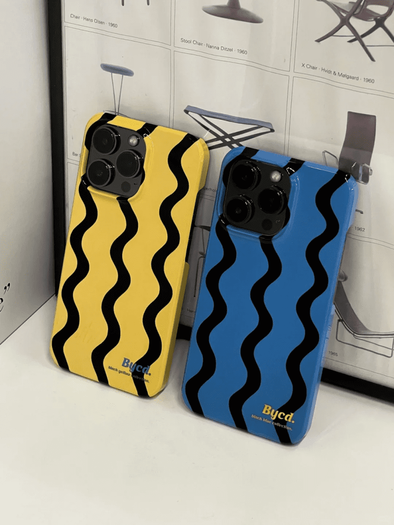 BlueYellowWavesPrintedPhoneCase5