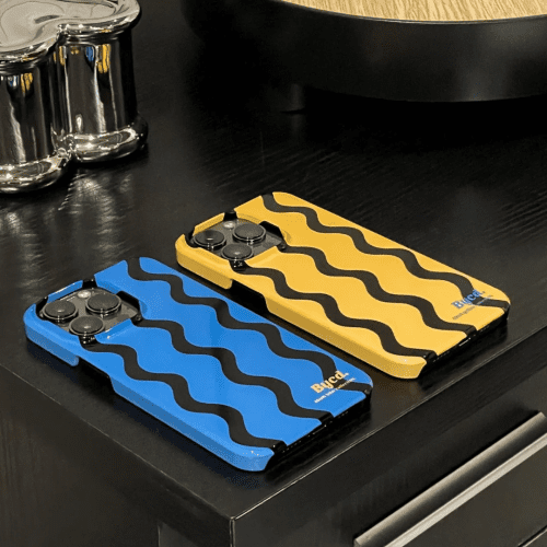 BlueYellowWavesPrintedPhoneCase6