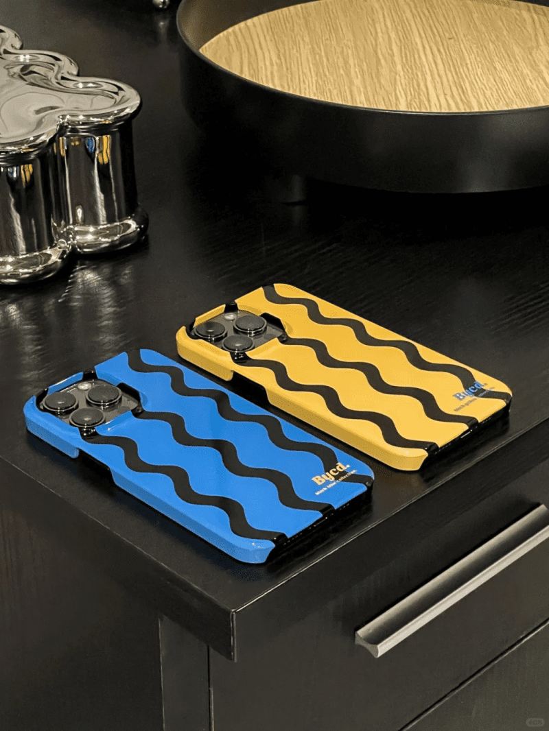 BlueYellowWavesPrintedPhoneCase6