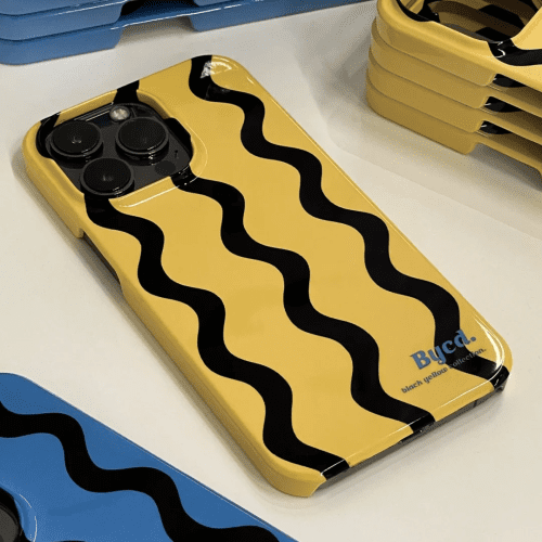 BlueYellowWavesPrintedPhoneCase9