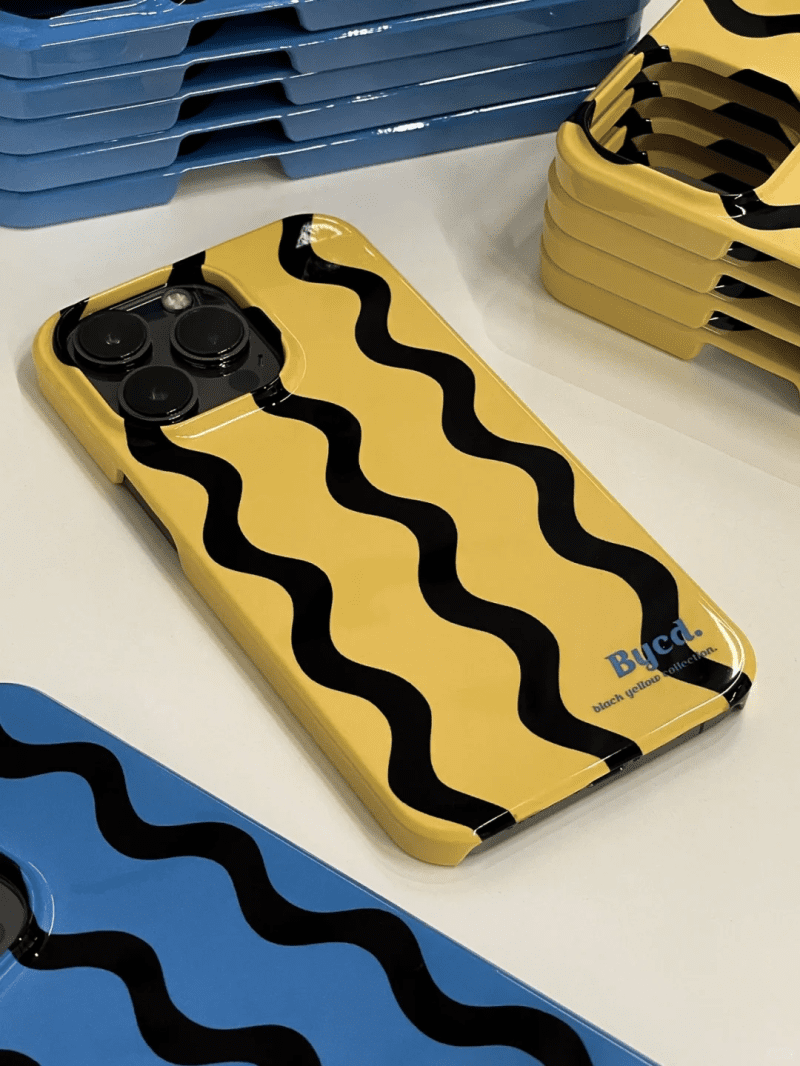 BlueYellowWavesPrintedPhoneCase9