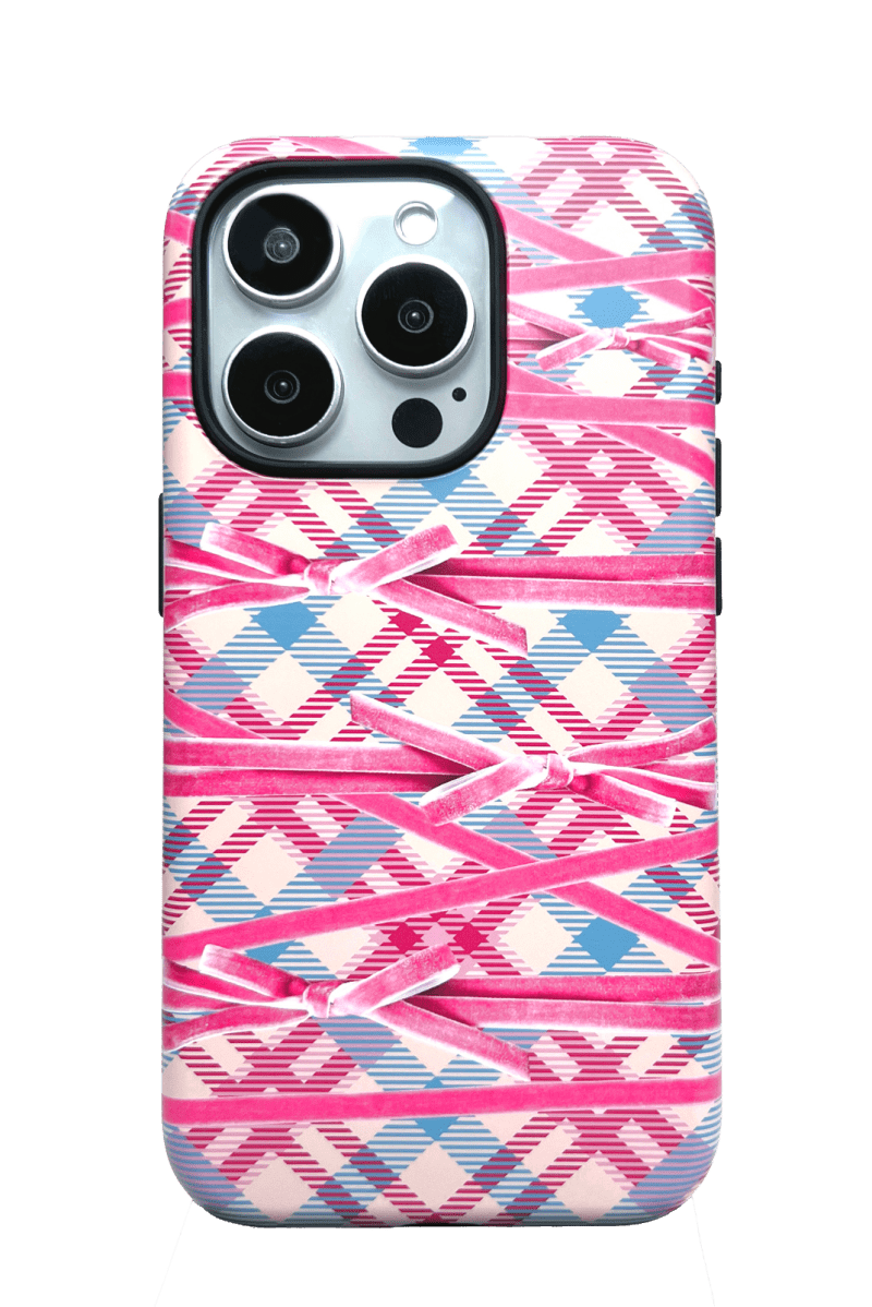 BowPlaidPrintedDoubleLayerPhoneCase