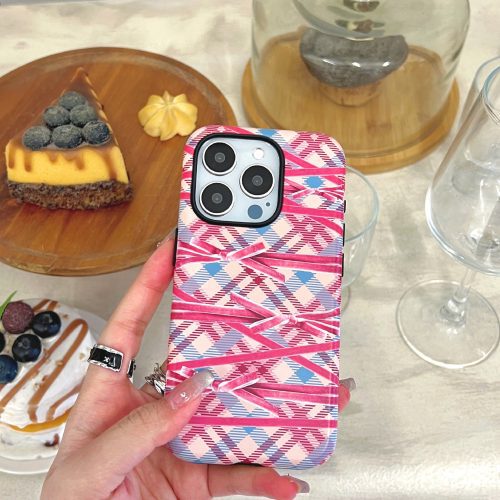 BowPlaidPrintedDoubleLayerPhoneCase3