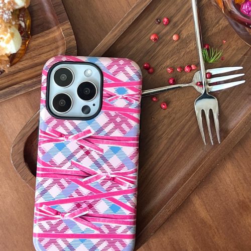 BowPlaidPrintedDoubleLayerPhoneCase4