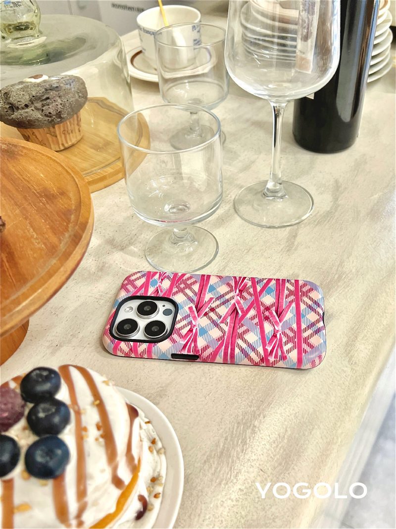 BowPlaidPrintedDoubleLayerPhoneCase5